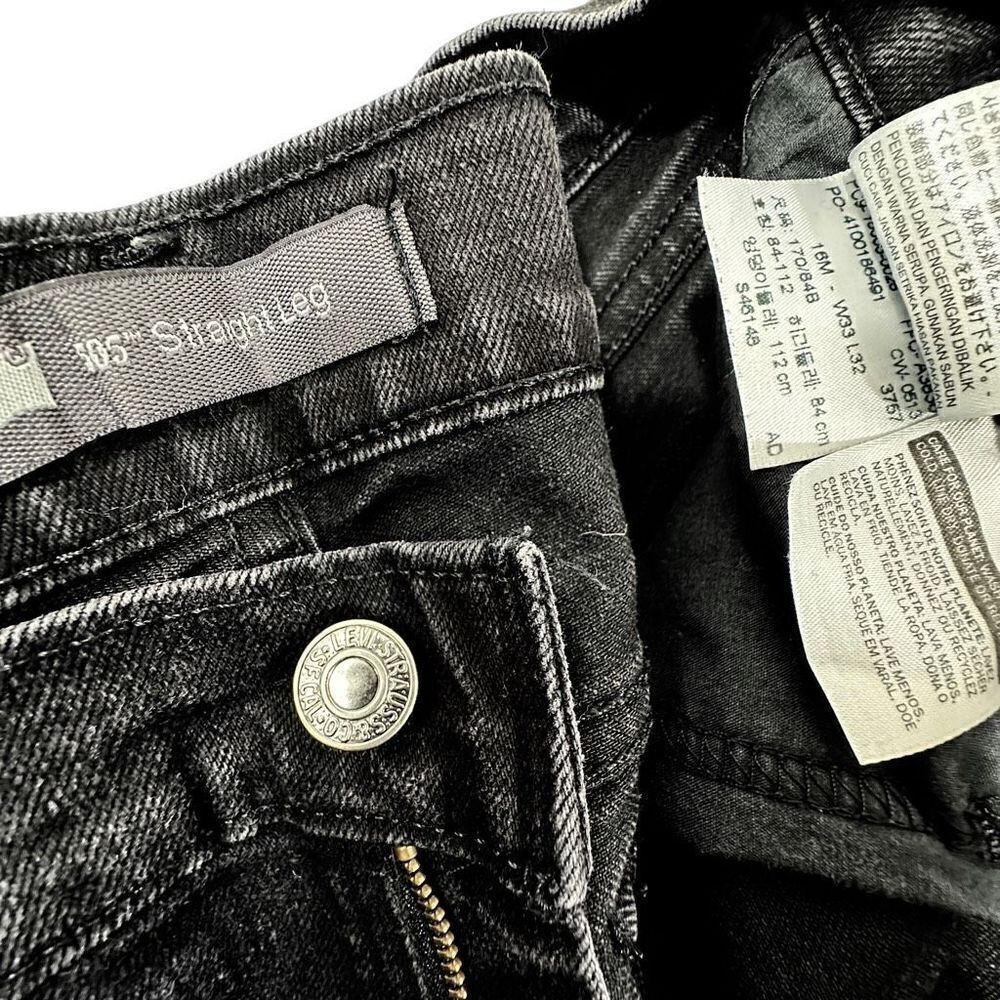 Levi’s 505 Straight Leg Contrast Stitched Black Denim Jeans Women’s Size 16M 33x - Picture 3 of 9